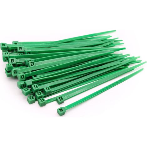 200 collier de serrage, nylon pa66, 100x3,6mm, vert, gestion câble, intérieur extérieur (1/5)