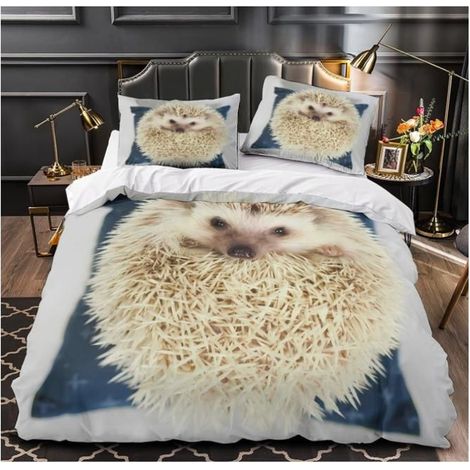 hérisson Mignon 3D Imprimé Drap de Couette 3 pièces Microfibre Anti-Decoloration Housse de Couette 2 taies 240x260cm - 4RY (1/4)