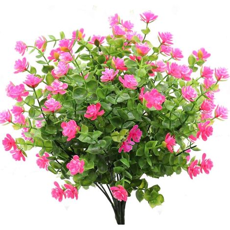 Fleur Artificielle 4 pièces Bouquet d'eucalyptus Plantes Verdure, Fausses Fleurs d'eucalyptus résistant aux UV (Rose) (1/5)