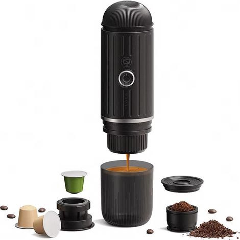 Machine à café expresso électrique Portable, pour voiture et maison, Camping, capsules 2 en 1, 19 bar, poudre, sans fil, pour voyage (1/5)