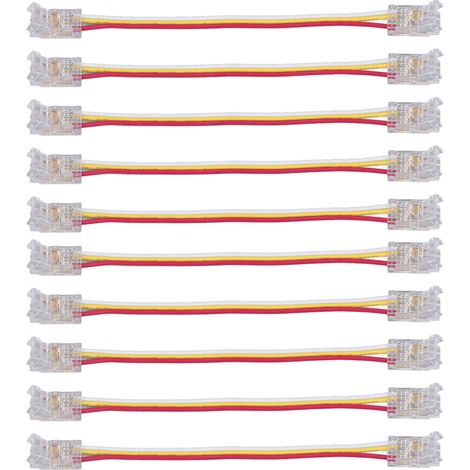 Connecteurs de bande lumineuse LED, 3 broches, 8mm, PC sûr, forte compatibilité COB pour la maison, les fêtes et le bureau, 10 pièces