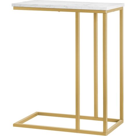 SoBuy Tavolino da Divano, Forma-C, Tavolino Consolle L30P48A61cm, Aspetto Marmo, FBT87-G (1/5)