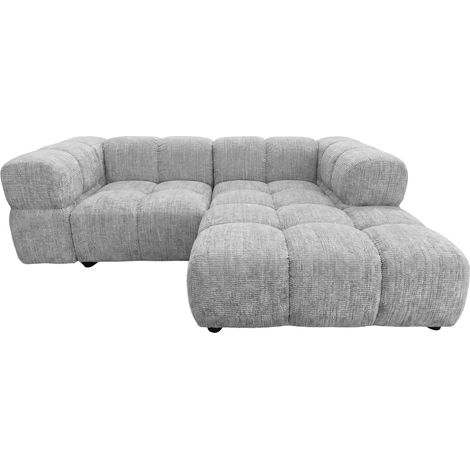 GUSTAVE - Canapé d'angle tissu chenille 4 places Gris clair Droit (1/5)