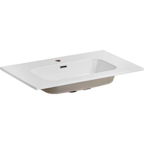 Einbauwaschbecken ESSEN 80 cm Keramik weiß glänzend modernes Design