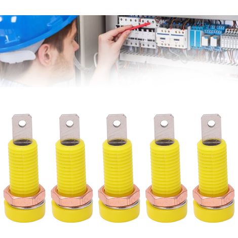 J.40015 4 mm Panelstecker mit 4 mm Bananenstecker, Messinganschlüsse, verkauft in 10er-Packungen (gelb). (1/5)
