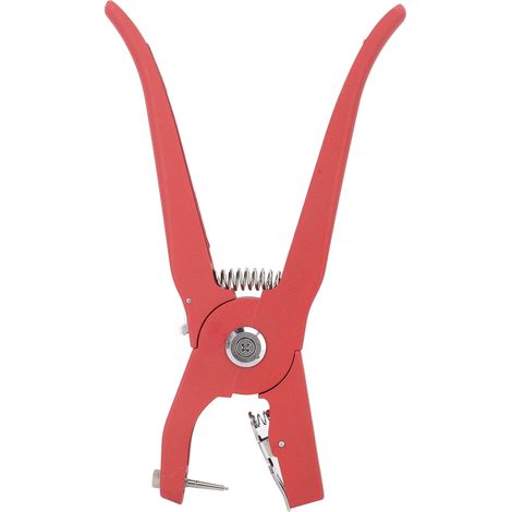 Pince à boucles auriculaires pour bétail, rouge, ergonomique, avec poignée antidérapante, applicateur de boucles auriculaires sans effort pour porcs, chèvres, bovins et moutons (1/5)