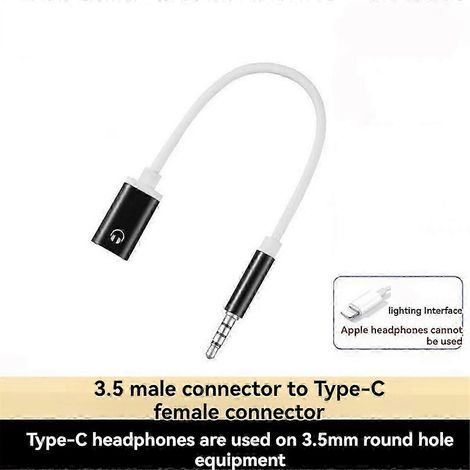 Câble audio mâle 3,5 mm vers femelle de type C, adaptateur casque/audio jack audio analogique, convient aux lecteurs MP3, taille 25-26. (1/3)