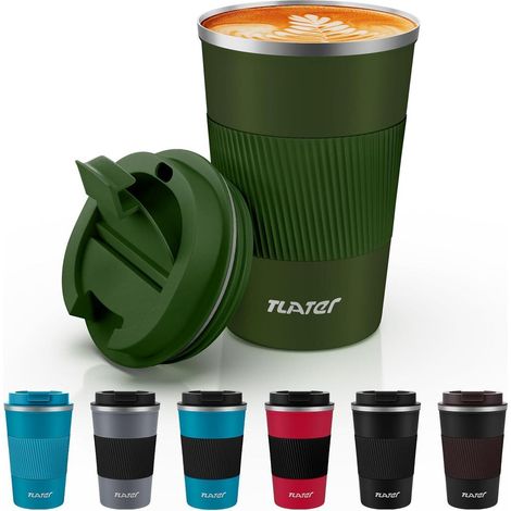 Tlater Kaffeebecher to go 380ml Thermobecher Vakuum Doppelwandig Edelstahl Mug (1/5)
