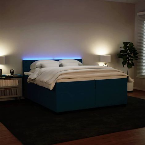 Boxspringbett mit Matratze Blau 200x200 cm Samt (1/5)