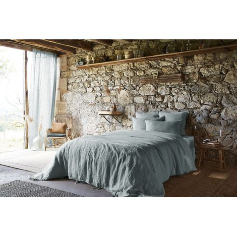 Housse de couette 140 x 200 cm – Lin Français Lavé – SOLINE – Azur