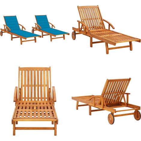 Sonnenliegen 2 Stk. mit Auflagen Massivholz Akazie - Holz-Sonnenliegen - Gartenmöbel - Akaziengartenmöbel - Outdoor Möbel - Lounge Chair - Home & Living (1/5)