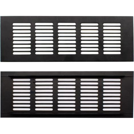 2 Pièces Grille de Ventilation, Grille d'aération en Alliage d'aluminium, Noir Grille Aeration Rectangulaire peut être utilisée pour les Armoires, Armoires à Chaussures, Portails