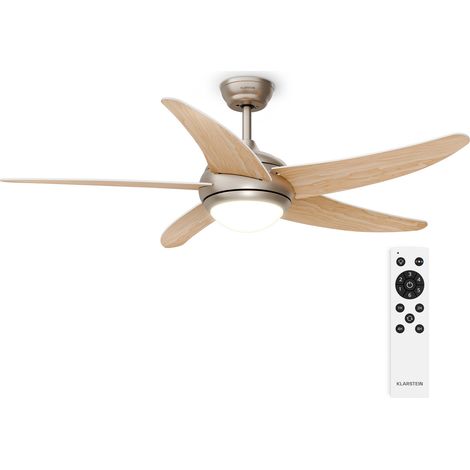 Klarstein Bolero - Ventilatore da soffitto con lampada 132 cm 35 W Funzionamento silenzioso Legno