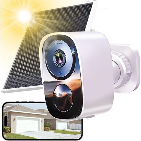 2K/3MP Camera Surveillance Extérieur sans Fil à Solaire, Stockage Cloud, WiFi 2,4Ghz/5GHz, Audio Bidirectionnel, Détection de Mouvement, Vision Nocturne Couleur, Étanche IP66 (1/5)