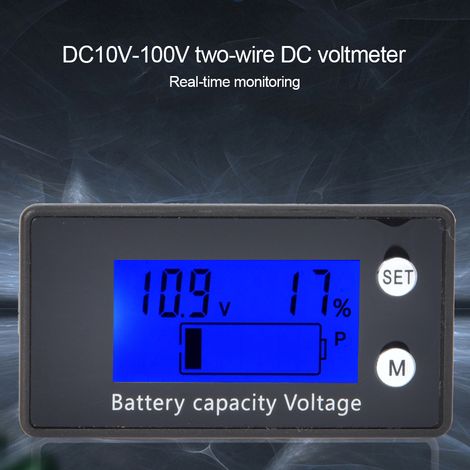 Voltmètre numérique LCD portable moyen, outil industriel, tension de batterie CC 10-100 V (10-100 V), bleu (1/5)