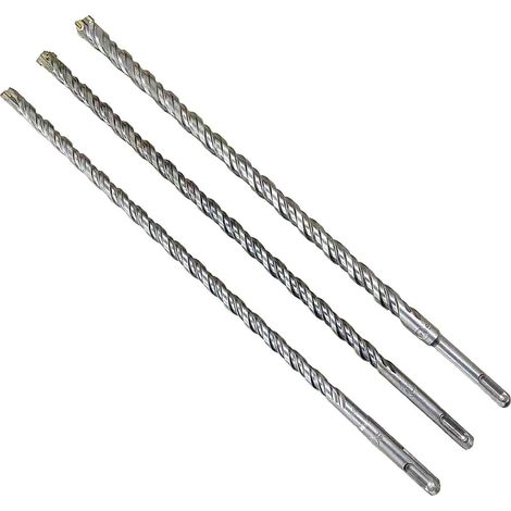 Lot de 3 forets à maçonnerie SDS Plus 10 mm/12 mm/14 mm/x 350 mm, marteau perforateur SDS, pointe croisée en carbure de tungstène, longs forets SDS pour mur, pierre, béton, brique (1/5)