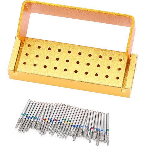 Golden Dental High Speed Handpieces Holder 30Pcs Dental Diamond Burs Drill