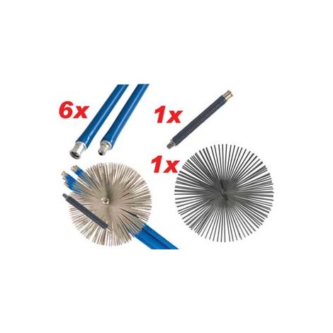 KIT SPAZZACAMINO CON SNODO A MOLLA  6 aste cm.140 + 1 scovolo cm.25 + 1 molla cm.25