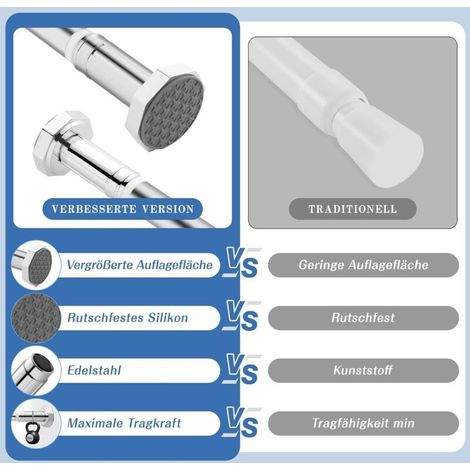 Tringle rideau sans percage,tringle rideau extensible 70-120CM,Tringle de douche, sans perforation, rideau, salle de bain, tringle à rideau de douche de chambre(70-120cmΦ2.7cm)