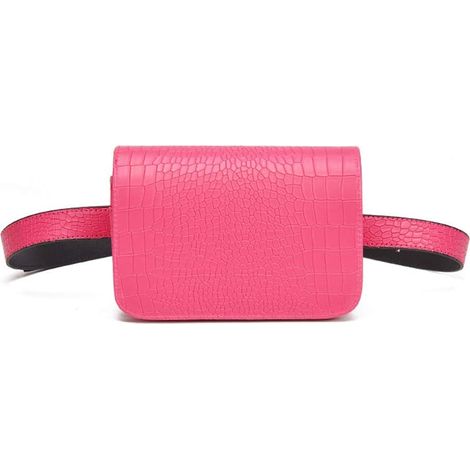 Petit sac carré motif crocodile (rose rouge)