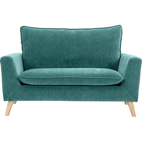 Divano scandinavo 2 posti effetto velluto blu anatra JONAS