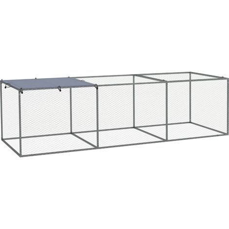 Enclos poulailler cage clapier extérieur 3 m² pour petits animaux dim. 3 x 1 x 0,8 m acier galvanisé