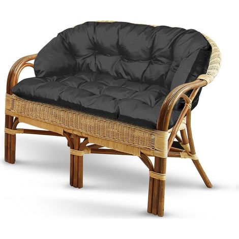 Cuscino da giardino 190x40 cm per divano o panca, impermeabile, nero.