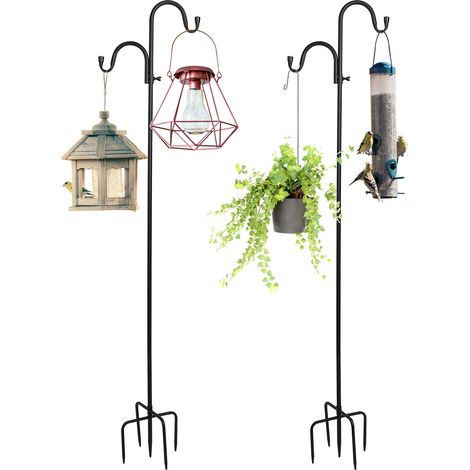 Lot de 2 crochets de jardin antirouille, piquets de sol pour lanterne, supports de patio pour décoration extérieure (1/5)