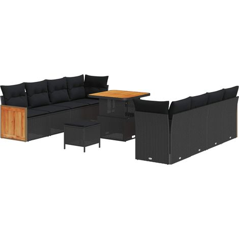 Garden Sofa Set with Cushion 11 pcs Black vidaXL (1/5)