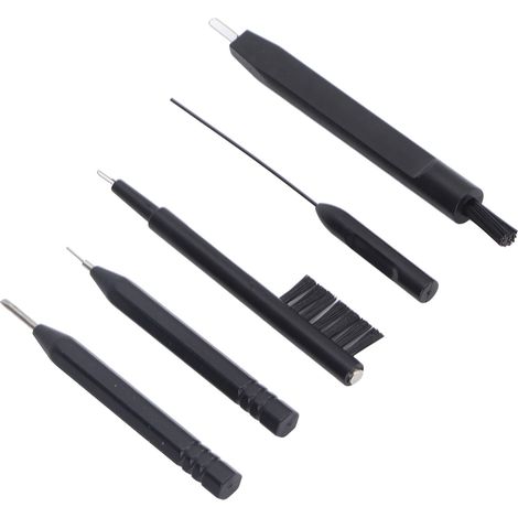 Kit d'accessoires de nettoyage pour appareils auditifs : petite brosse, aiguilles de nettoyage, chiffon, embouts. (1/5)