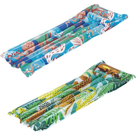Matelas flottant gonflable BESTWAY Botanical 1,70 m PVC multicolore coussin intégré 100 kg