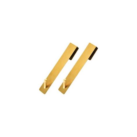 TAISHENGDA Set di 2 ganci lunghi e semplici per porte in vetro, in acciaio inox color oro, montaggio senza foratura, porta asciugamani e porta abiti, 16 x 2,5 cm (1/5)