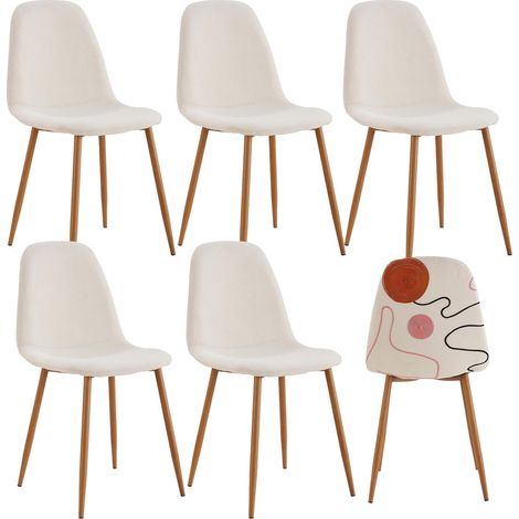 WAP - Lot de 6 Chaises Motifs Colorés Pieds Effet Bois (1/5)