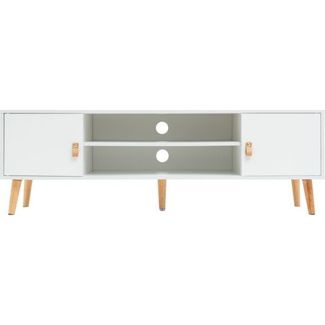 Mueble para televisión Md-Fiano 2 puertas acabado blanco, 140cm(ancho) 45cm(altura) 39.5cm(fondo). (1/5)