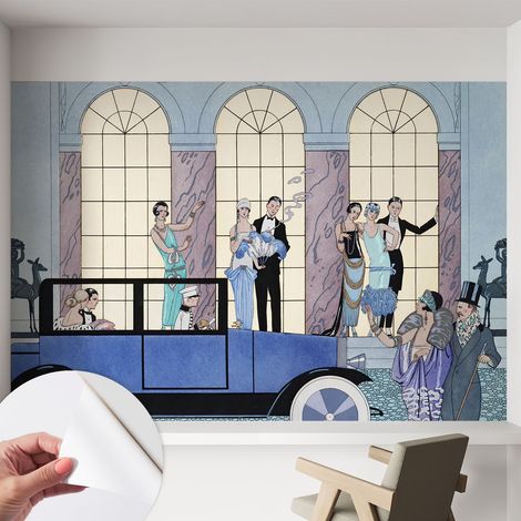 Papier peint autocollant avec imprimé décoratif pour salon et chambre à coucher Installation facile Art déco 152x104 cm (1/5)