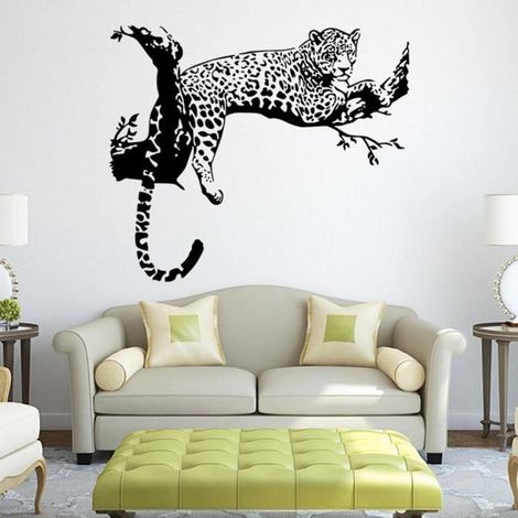 Leopard Stickers Muraux Salon Chambre Décoration amovible Poster Wallpaper LXX602242041904 Noir (1/4)