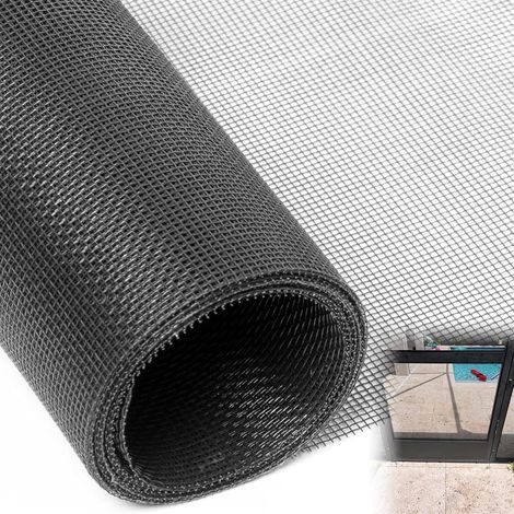 Moustiquaire de fenêtre 120 x 300 cm - Moustiquaire indéchirable - Kit de rechange pour moustiquaire - Moustiquaire à monter soi-même - Moustiquaire pour animaux - Pour fenêtres de patio - Noir (1/5)