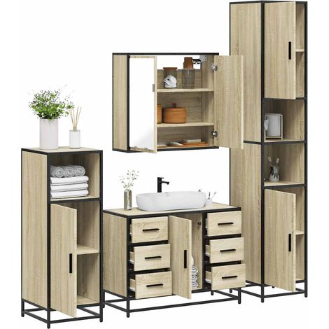 4-tlg. Badmöbel-Set Sonoma-Eiche Holzwerkstoff
