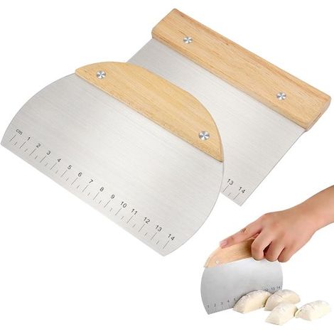 Raschietto per impasto, confezione da 2, spatola per impasto con manico in legno, coltello per impasto, raschietto, tagliaverdure, taglia impasto, raschietto per impasto, taglia impasto, impasto resis (1/5)