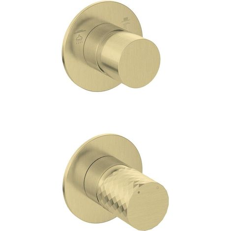 Miscelatore doccia da incasso verticale con interruttore finitura oro spazzolato - Hexo