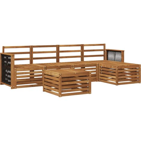 Conjunto de sofás de exterior 6 pcs Natural vidaXL