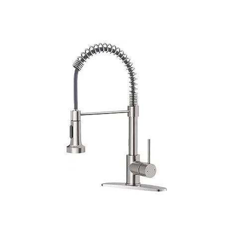 Robinet de cuisine noir cuivre à col de cygne, mitigeur rotatif double usage eau chaude et froide, lavabo réversible, finition brossée, argent mat, 1 pièce (1/3)