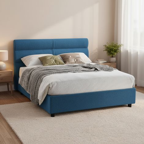 Cama Doble Briaglia, Cama Matrimonial Desenfundable, Contenedor Made in Italy, Colchón 160x200 cm, azul (1/5)