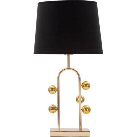 Lampada da tavolo con sfere dorate, paralume nero diam 32x61cm Bubble (1/5)