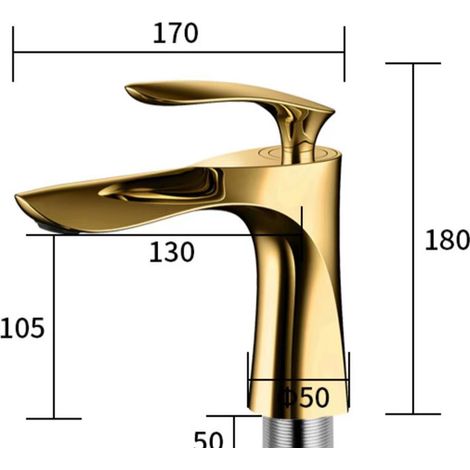 Robinet de lavabo en titane, robinet de salle de bain élégant, mitigeur de lavabo eau chaude et froide, lavabo en laiton avec finition platine (1/5)