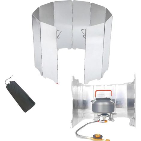 Rechaud Pare-Vent Pliable En 10 Panneaux Aluminium, Système De Protection Anti-Vent Pour Réchaud, Pour Camping Et Randonnée (1/5)