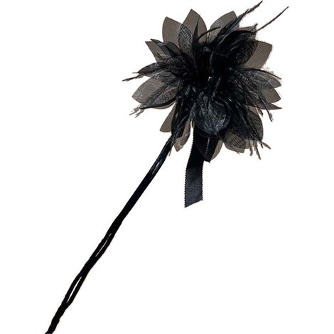 Chignon tressé élégant pour femmes et filles, accessoire cheveux noir avec fleur plume artificielle, twist raffiné. (1/5)
