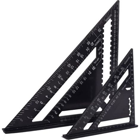 Equerre Menuisier Multifunctions 18cm et 30cm, Metal Aluminium Triangle Règle Équerre Trusquin Guide Raporteur Angle 45 90 Degres/Outillage Charpentier/Outil Traçage Guidage Menuiserie Bois (1/5)