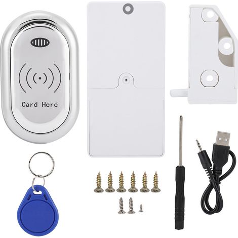 Serrure électronique pour armoire, serrure à carte à bouton intelligent (argent) (1/5)