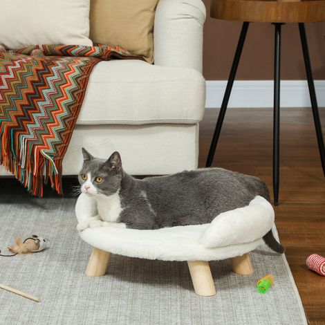 Panier pour chats et chiens jusqu'à 5 kg/30 cm, housse en peluche lavable, blanc crème, 47 x 40 x 20 cm